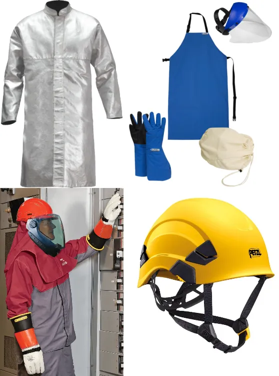 Aluminized Coat, NSA Cryogen Kit, Salisbury Arc Flash Suit, PETZL VERTEX Helmet