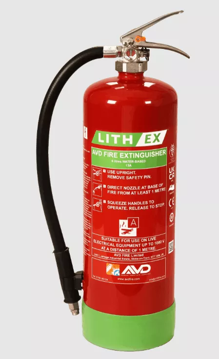 Lithium ion Battery Fire Extinguisher. AVD Lith EX model.