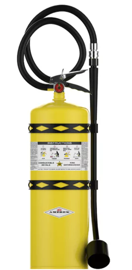 Amerex B570 Class D Fire Extinguisher. Combustible metals like Magnesium, Sodium, Potassium, Lithium require Class D extinguishers.