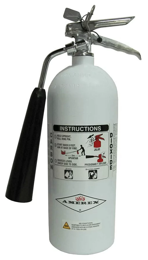 Amerex MRI-safe Non-magnetic Fire Extinguisher. MR Conditional extinguisher suitable for hospital MRI scanning rooms.